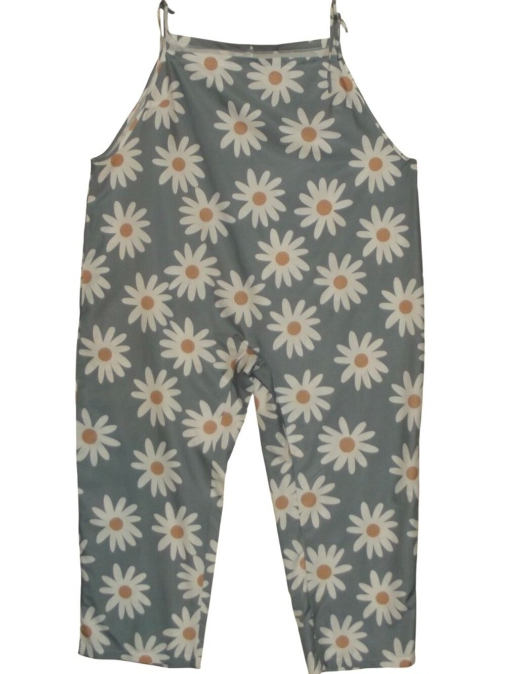 Daisy Flowers Overalls Womens Plus 4XL gray white daisies Jumpsuit Boho Hippie